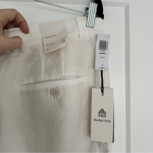 Aritzia Babaton Agency Linen Pant in Matte Pearl (White) New With Tags NWT - Picture 5 of 8